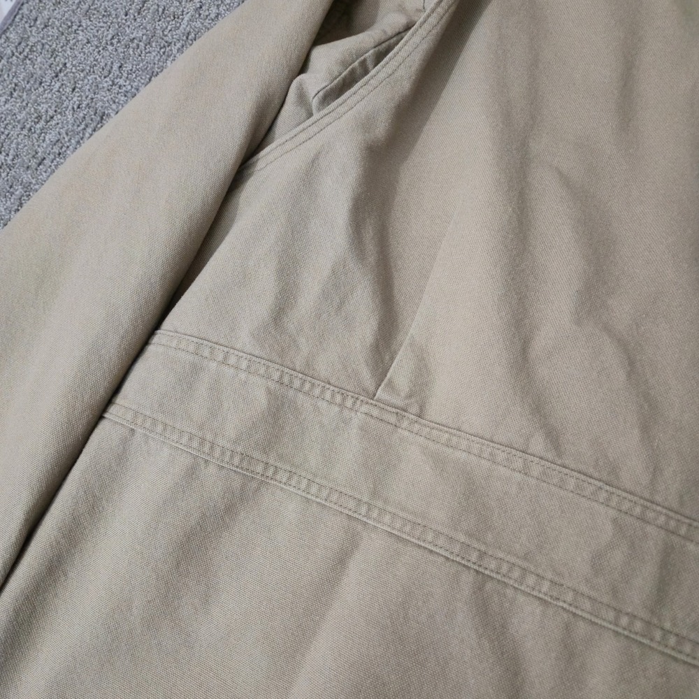 VTG Woolrich Mens Field Barn Chore Coat Tan Canvas Shell Blanket Wool Lined M - Picture 8 of 9